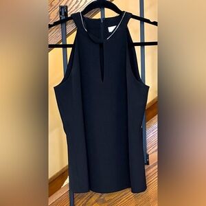 ecru Aniston Keyhole Halter Top With Chain Detail Black Lined SZ. XS NWT